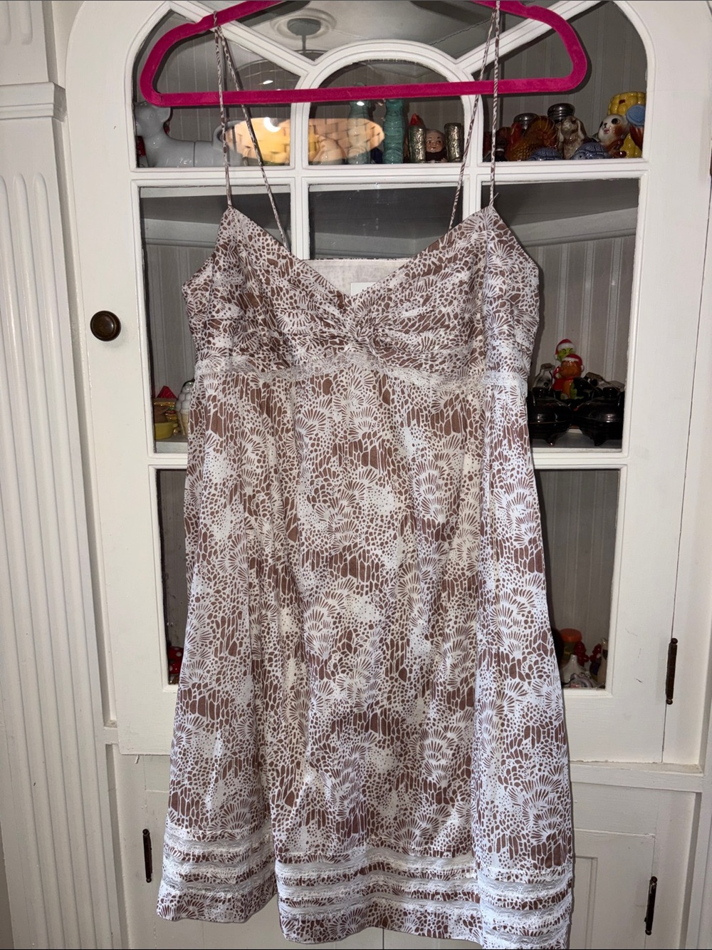 NWT LOFT Brown and White Floral Lace Slip Dress 14